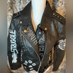 Black Graffiti Motorcycle Jacket